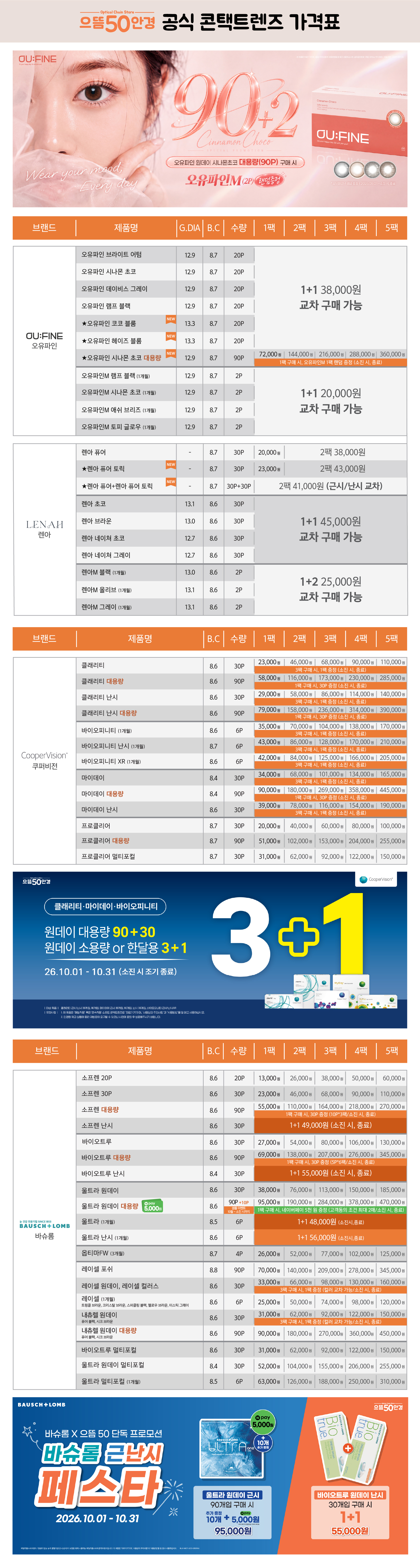 가격표